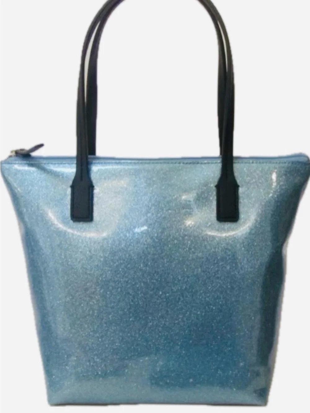 kate spade Glitter Tote in Light Blue with Black Trim